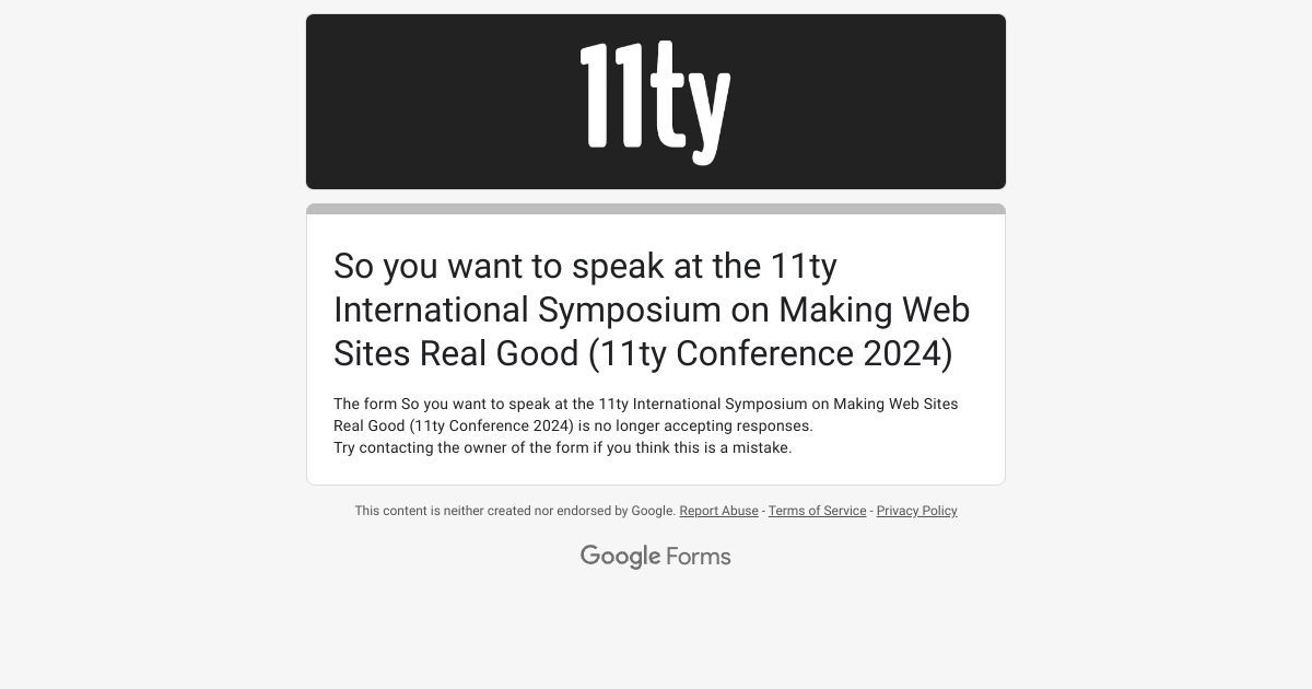So you want to speak at the 11ty International Symposium on Making Web Sites Real Good
